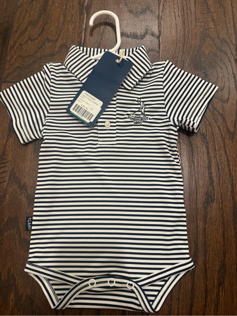 Navy & White Stripe Polo Bodysuit for Kids
